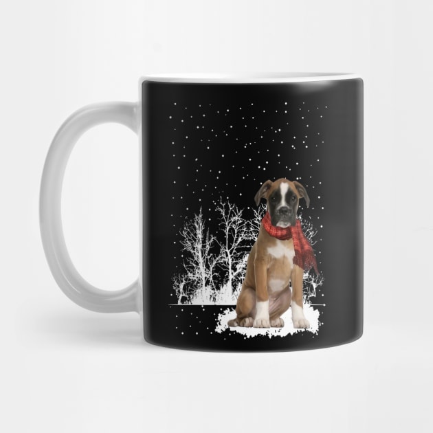 Christmas Boxer With Scarf In Winter Forest by TATTOO project